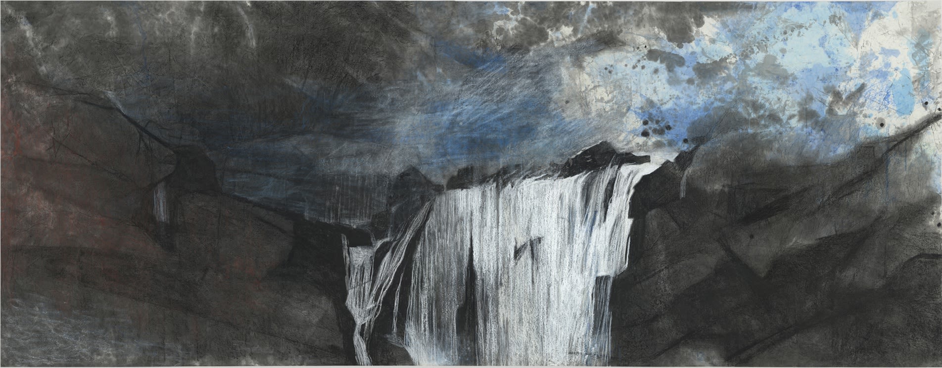 Wang Gongyi Transcendentalism Ink, Watercolor, Mineral Pigments and Pastel on Xuan Paper, 146 x 364 cm, 2017