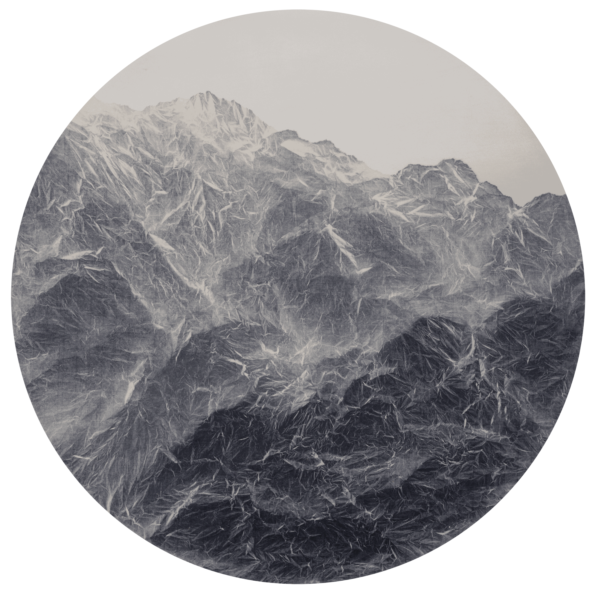 Wu Chi-Tsung Cyano-Collage 138, 2022 Cyanotype, Xuan Paper, Acrylic and Acrylic Gel Mounted on Aluminum Board Diameter: 90 cm