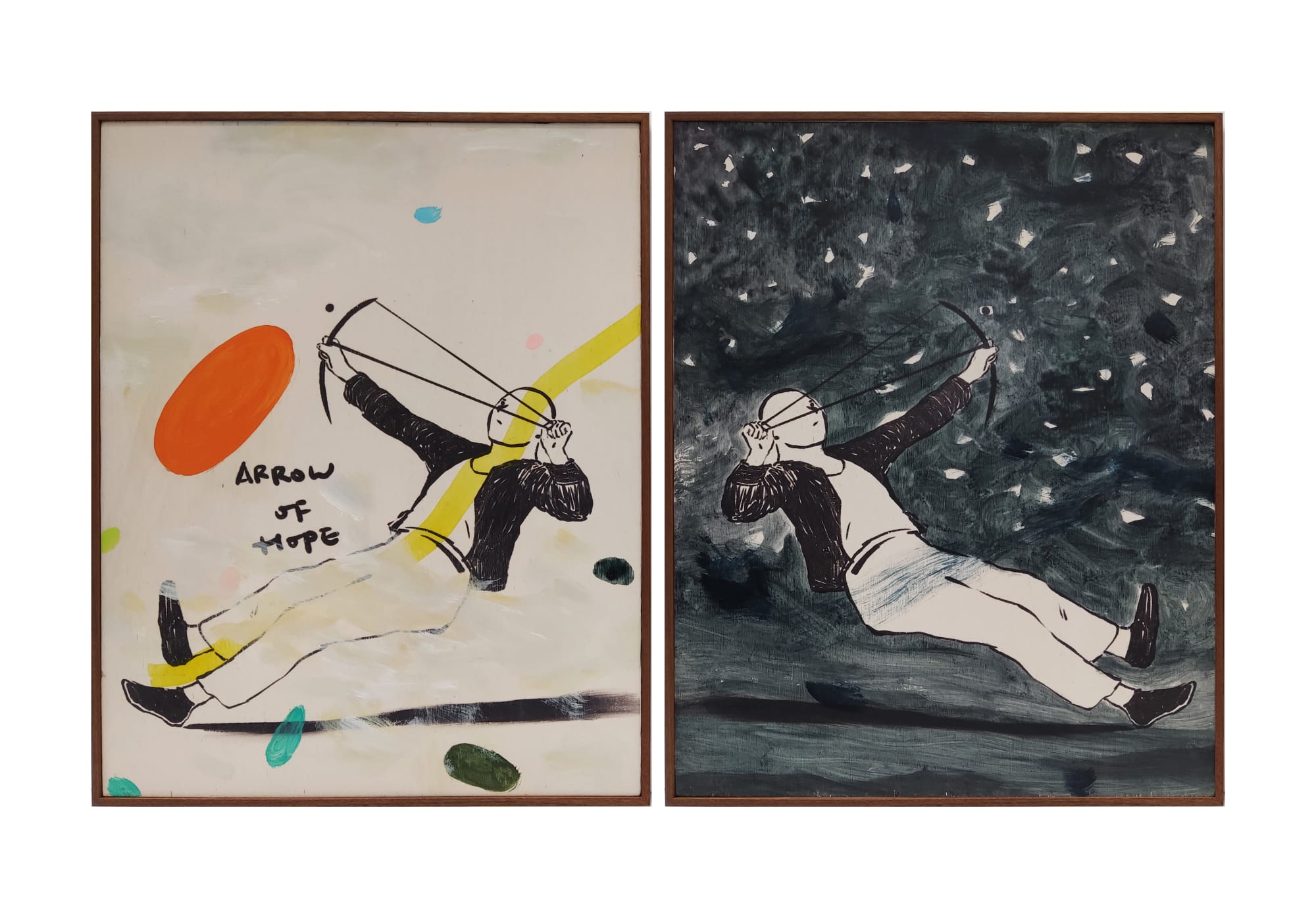 Lam Tung Pang Arrow of Hope / Arrow of Hope (Night), 2020 Acrylics and UV-Print on Plywood 52 x 42 x 2.5 cm each