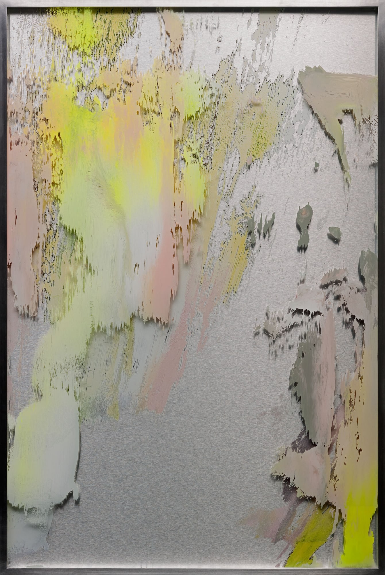 Michael Müller Verteidigungslinie, 2021 Series: Vor und hinter dem Glas Acrylic and Lacquer on Glass and Alu-dibond 124.2 x 83.2 x 4 cm