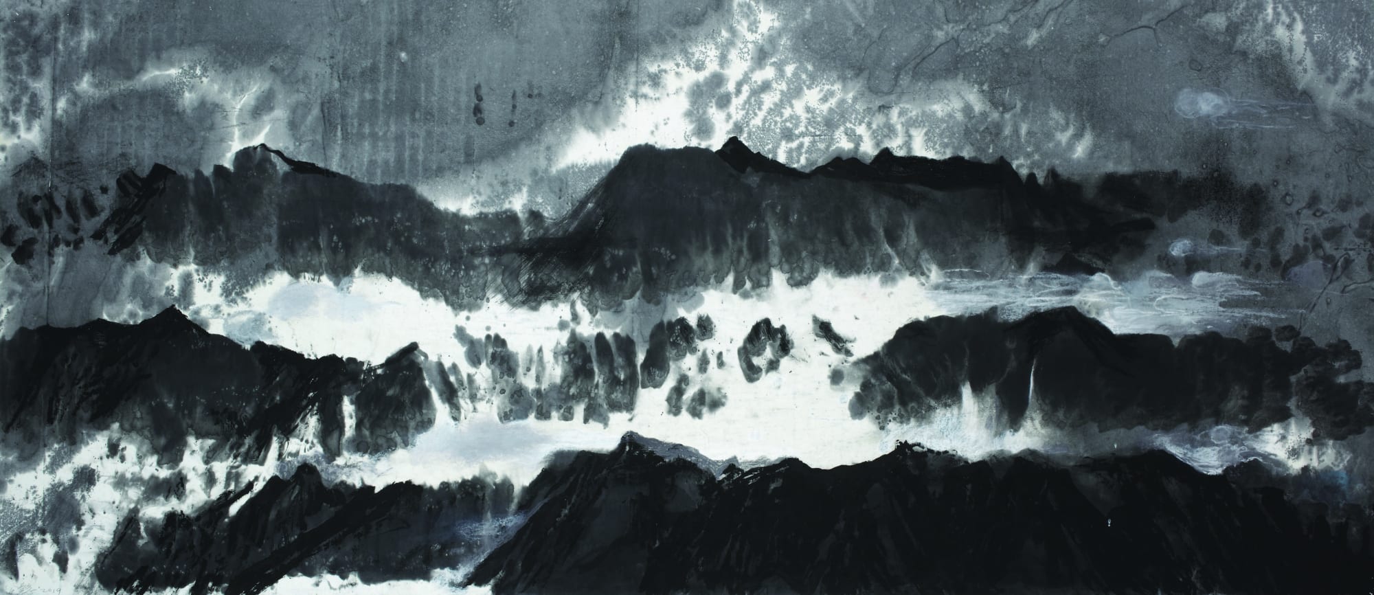 Wang Gongyi Mountains, 2019 Ink and Pastel on Xuan Paper 87 x 199.4 cm