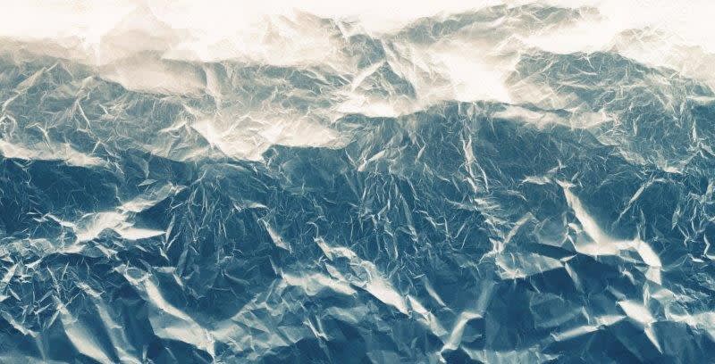 Wrinkled Texture 109 (2021) Unique Cyanotype on Xuan Paper 88.5 x 169 cm