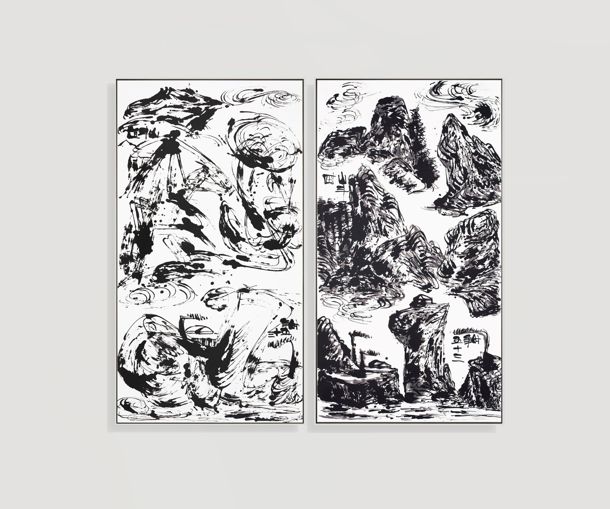 Wesley Tongson Spiritual Mountains No. 909 Ink on Paper, 179.4 x 96.7 cm, 2010 Spiritual Mountains No. 840 Ink on Paper, 178.4 x 96.2 cm, 2010