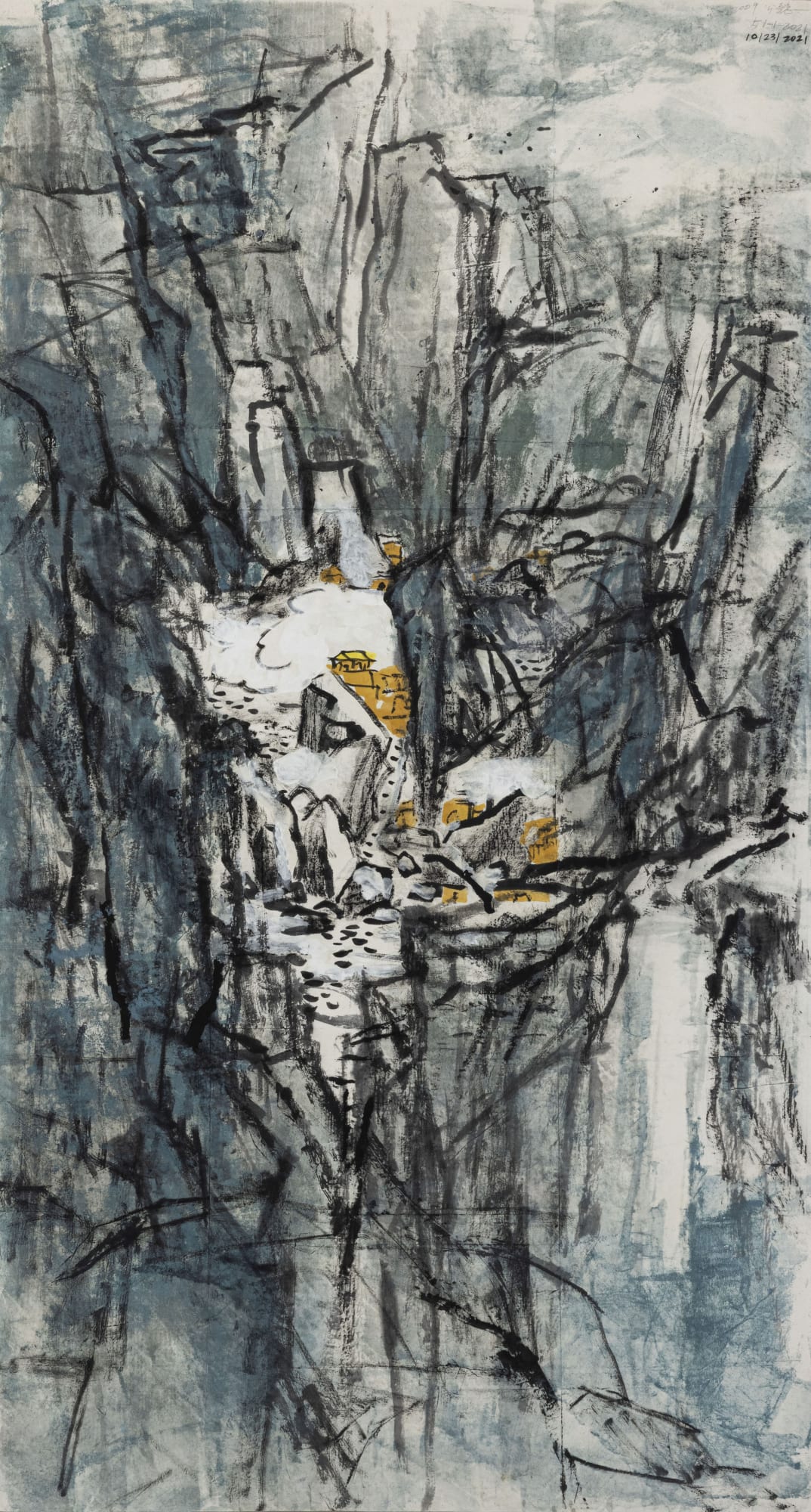 All the Time in the World Ancient Ink, Mineral Pigment and Acrylic on Raw Xuan Paper 180 x 97 cm, 2009-2021