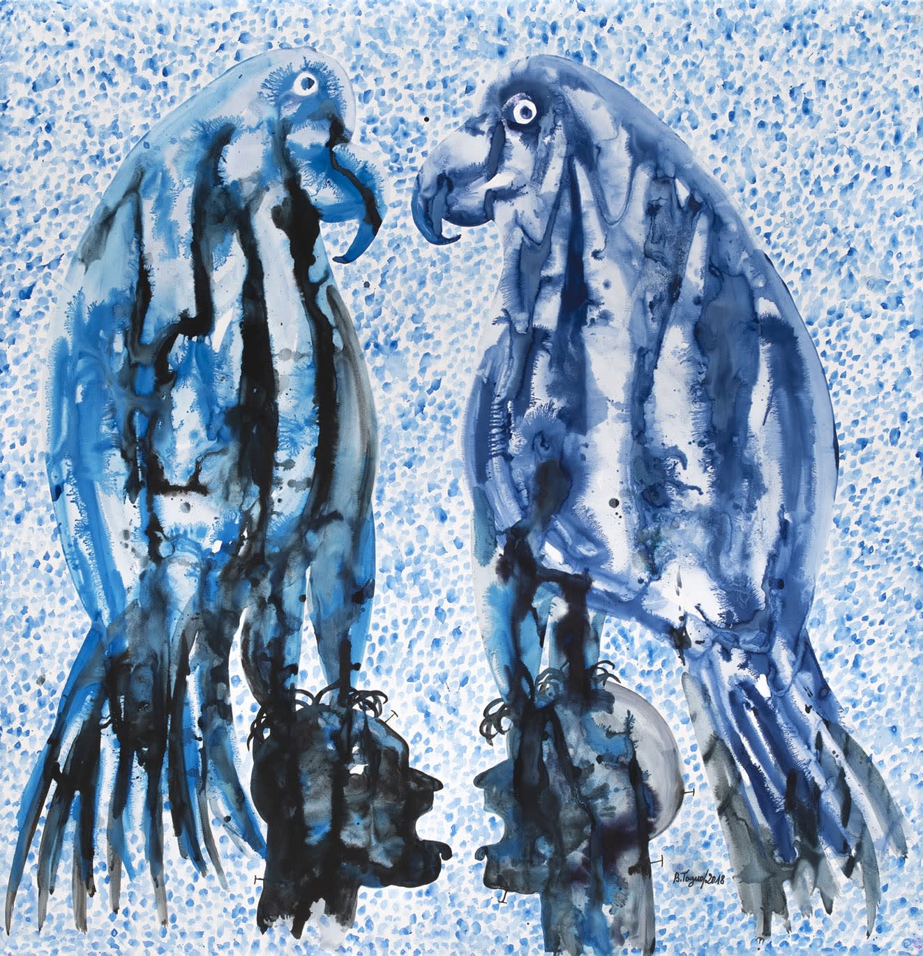 Barth&eacute;l&eacute;my Toguo Creole Love Song, 2018 Watercolor on paper mounted on canvas 80 &frac14; x 77 &frac12; in (203.8 x 196.8 cm) Framed: 81 &frac34; x 79 x 2 in (207.6 x 200.7 x 5.1 cm) (GL15729)