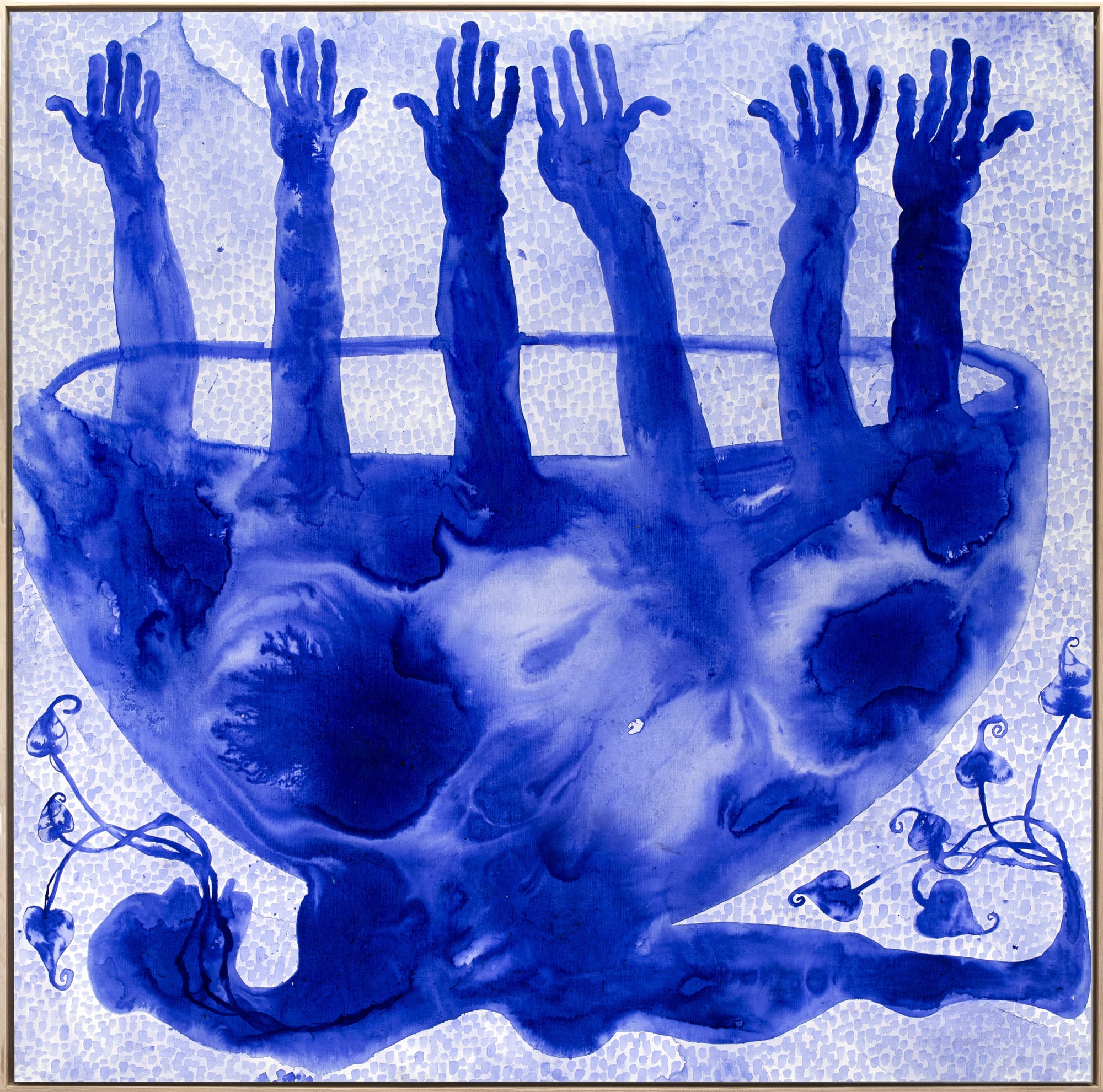 Barthélémy Toguo Nature's Blues, 2022 Ink on canvas 78 3/4 x 78 3/4 in (200 x 200 cm) (GL15724)