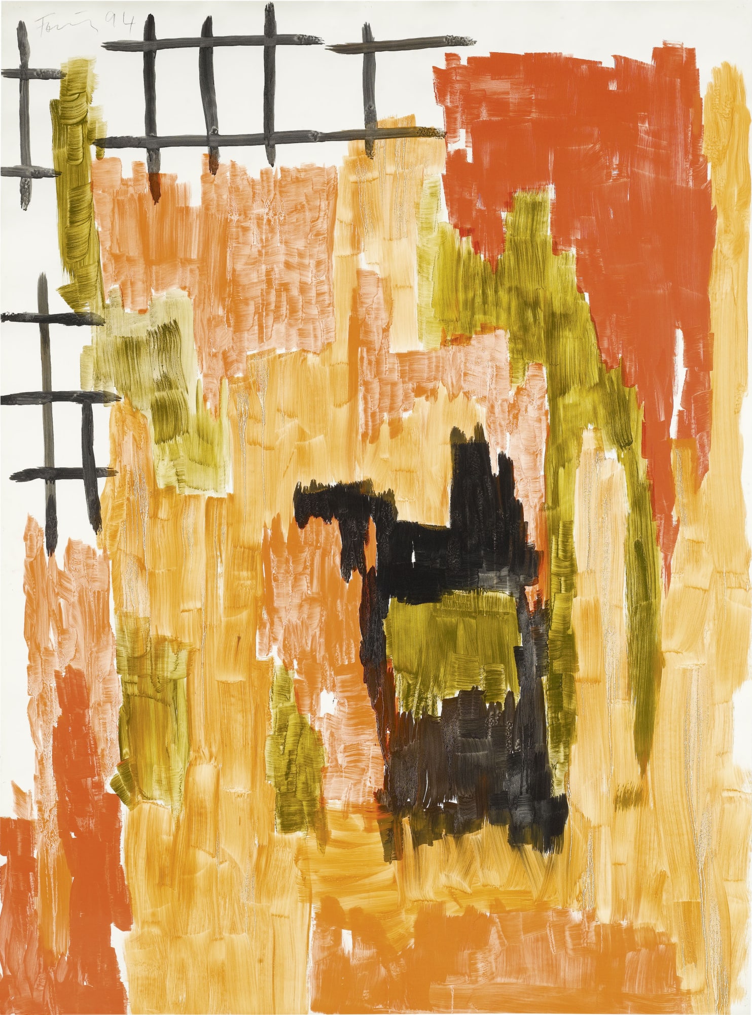 G&uuml;nther F&ouml;rg Untitled, 1994 Acrylic on paper 77.95 x 58.07 inches (198 x 147.5 cm)