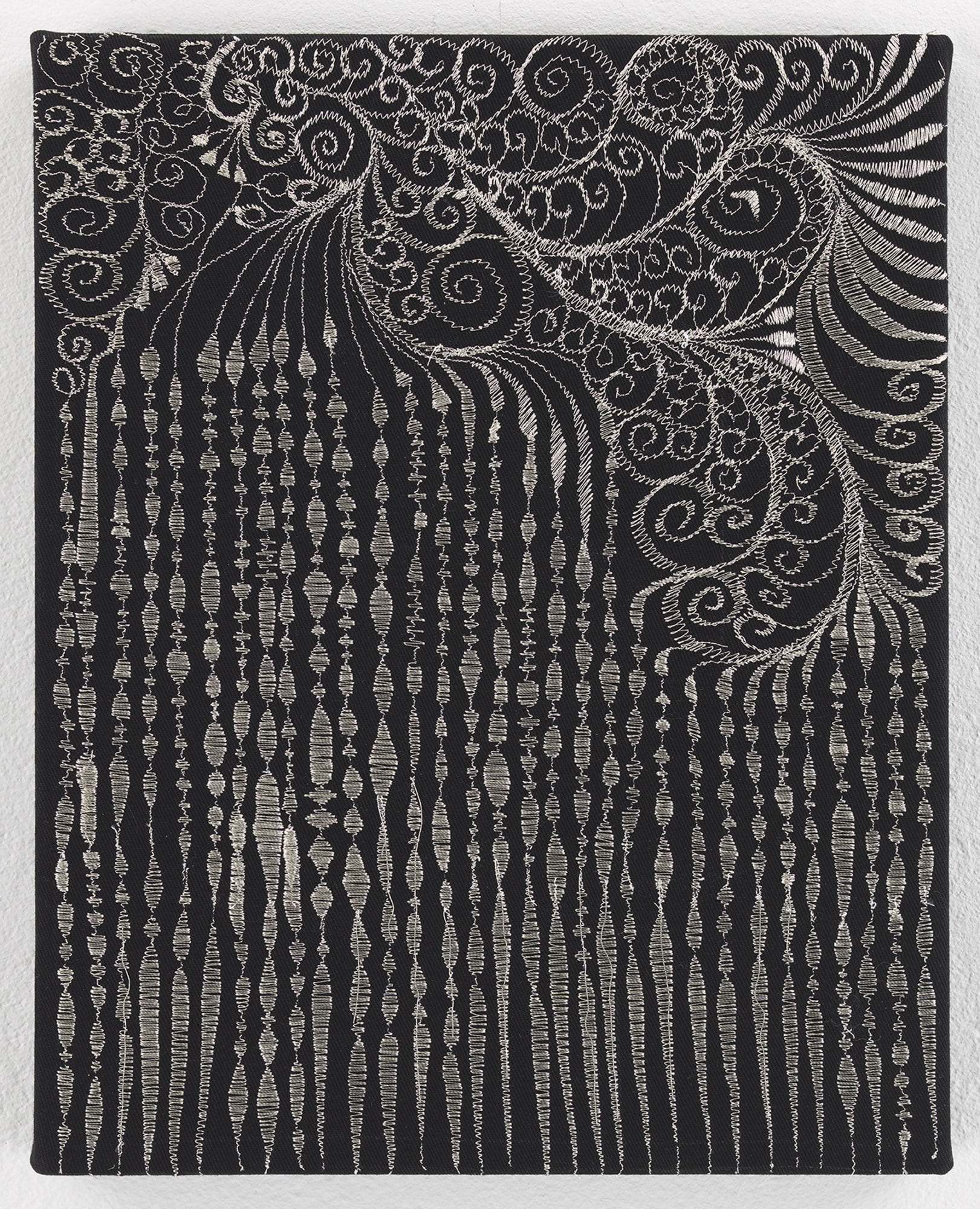 Angelo Filomeno Broadway 1, 2019 Metallic thread on cotton 10 x 8 inches (25.4 x 20.3 cm)