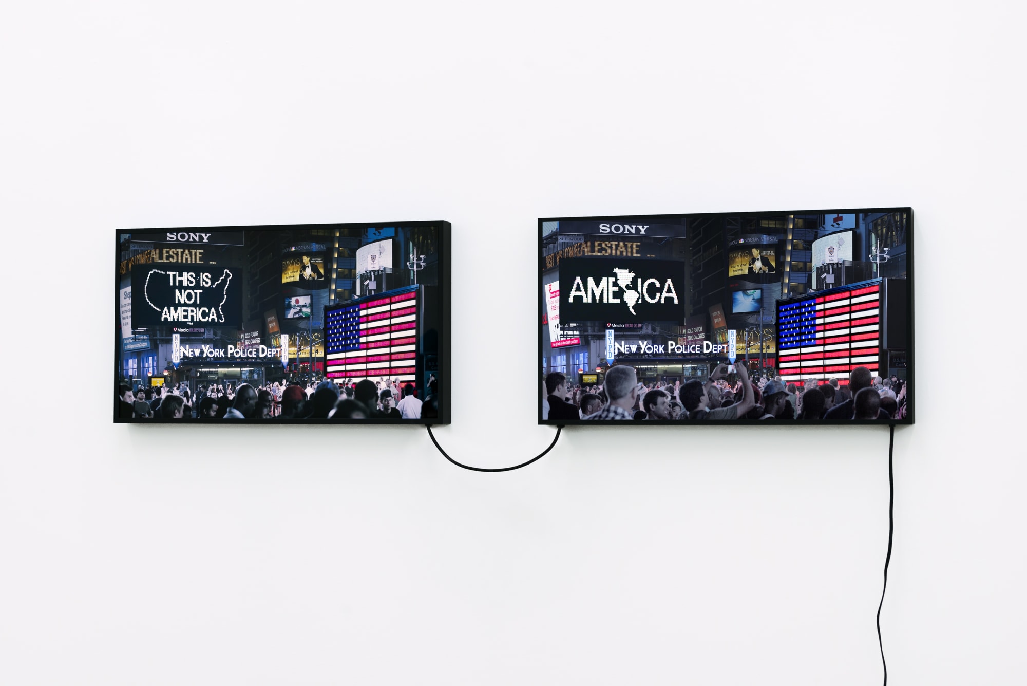 Alfredo Jaar A Logo for America (1987-2014), 2016 Two lightboxes with color transparencies 20.5 x 36.5 inches (52.1 x 92.7 cm) each Edition of 6 + 2 APs