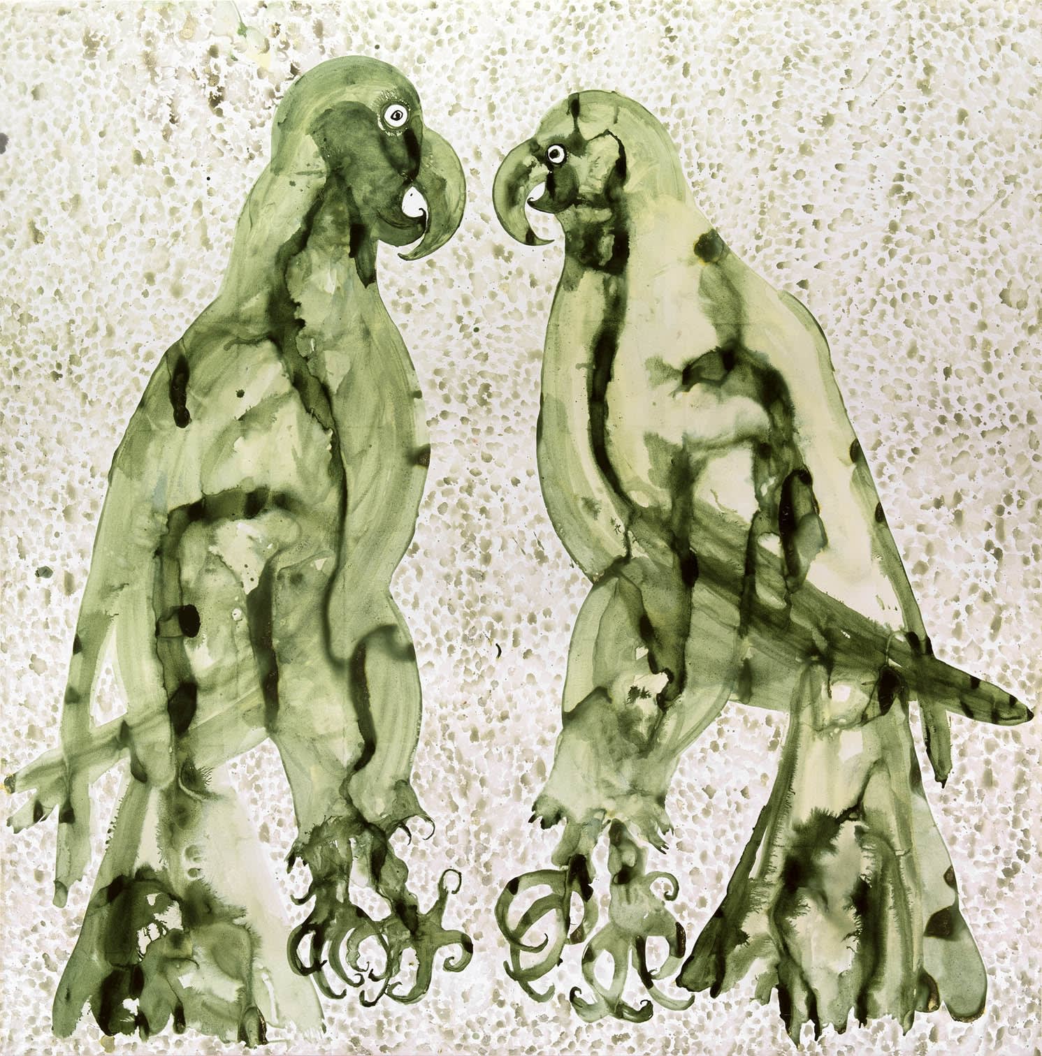 Barthélémy Toguo Keep Talking, 2017 Acrylic and ink on paper mounted on canvas 78.7 x 78.7 inches (200 x 200 cm)