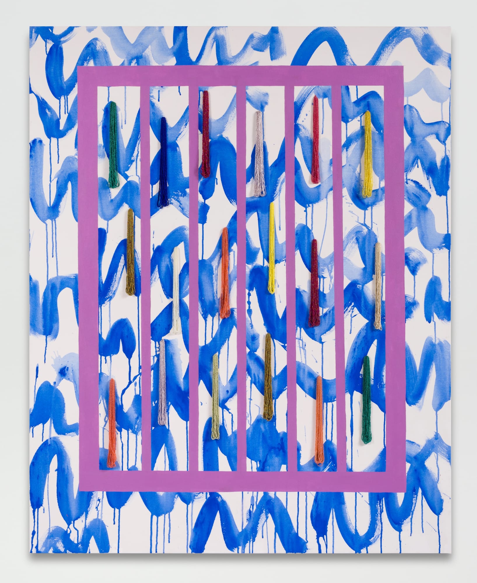 Sarah Cain Waves, 2016 Beads and acrylic on canvas 60 x 48 inches (152.4 x 121.9 cm)