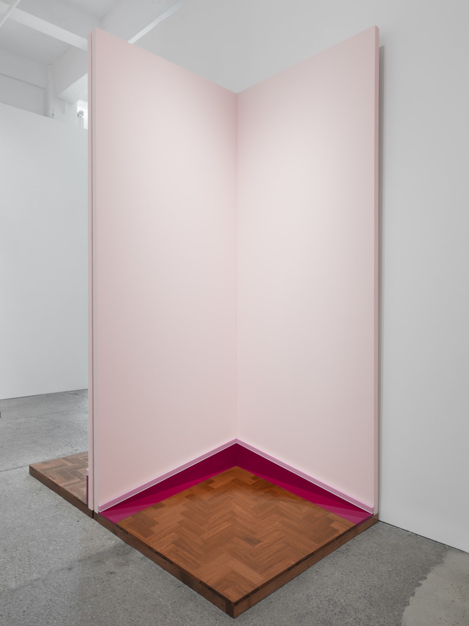 Cildo Meireles Espa&ccedil;os virtuais: Cantos XI, 1967-68/2014 [Virtual Spaces: Corners XI B] Wood, canvas, paint, and wood flooring 120 x 42.1 x 42.1 inches (305 x 107 x 107 cm)