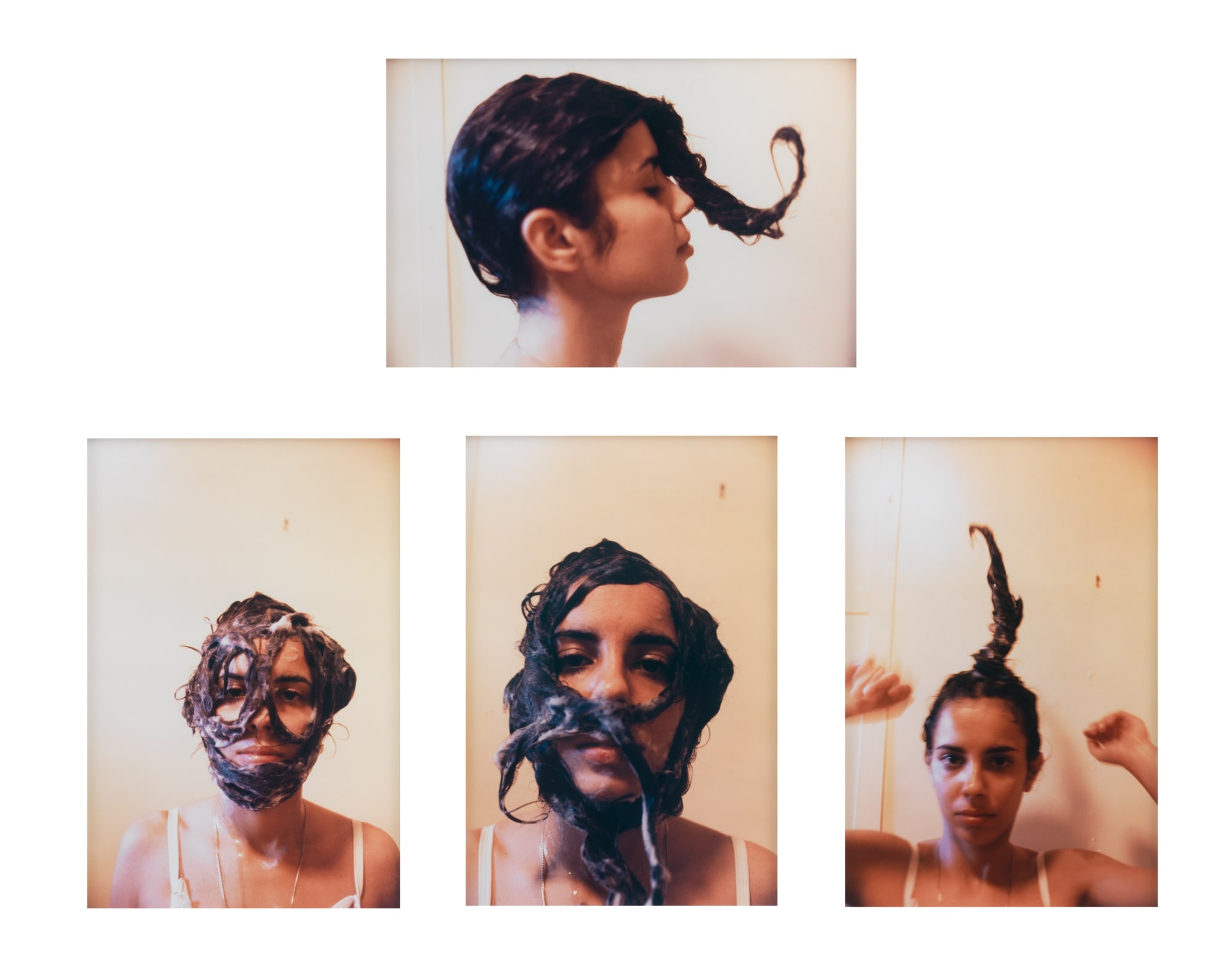 Ana Mendieta Untitled (Cosmetic Facial Variations), 1972 Estate print 1997 Suite of four color photographs Each: 16 x 20 inches (40.6 x 50.8 cm) Edition of 10