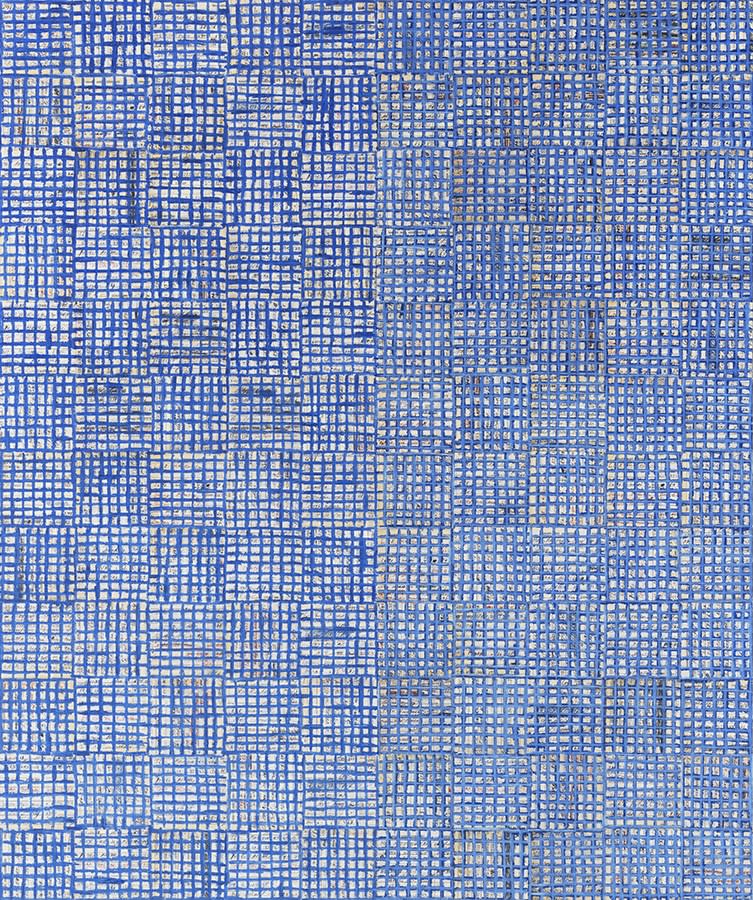 McArthur Binion dna: white painting: test for seasons: VII, 2016 Oil paint stick and paper on board 48 x 40 inches (121.9 x 101.6 cm)