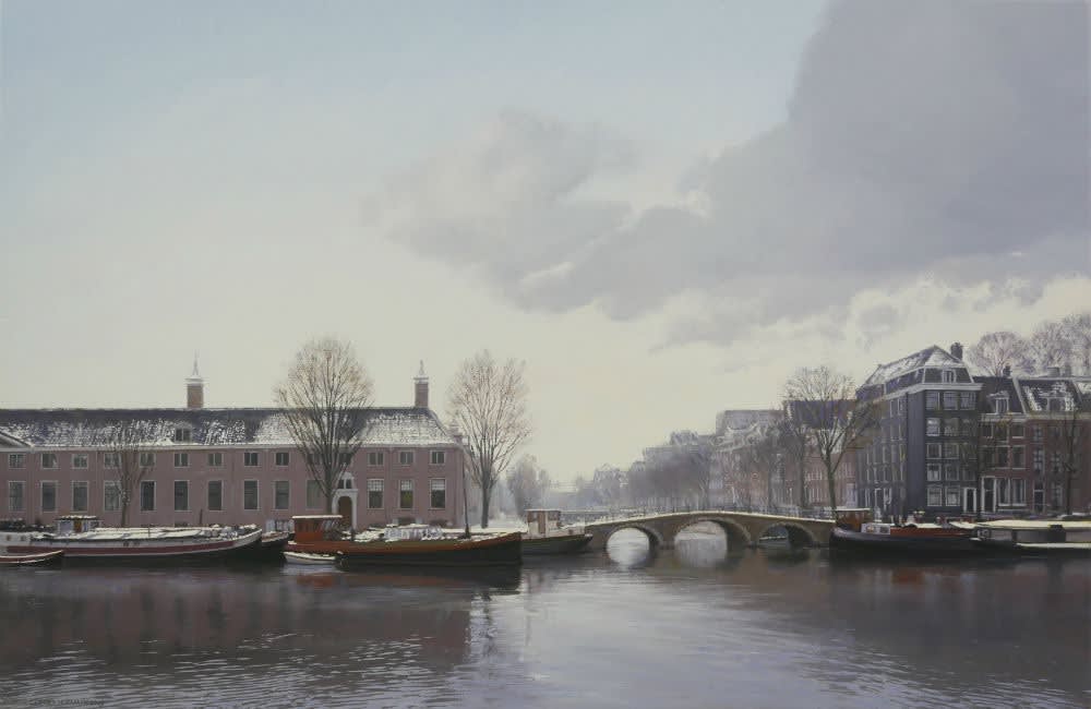 Gerard Huysman - Amstel in de Winter - 2019 - olieverf op paneel - 90 x 59 cm