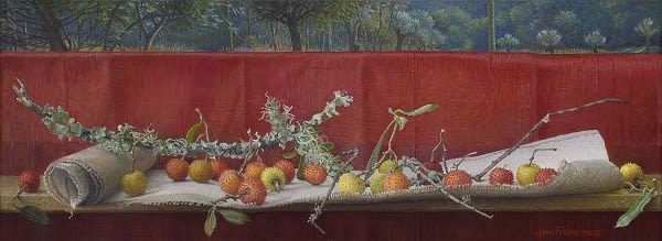 Joke Frima - Madrogno aardbeiboom-fruit - 2017 - olieverf op doek - 20 x 55 cm