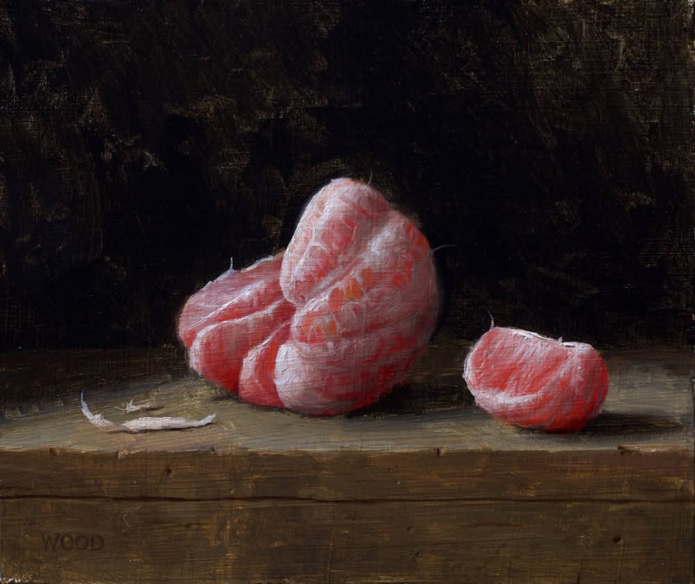 Justin Wood - Peeled grapefruit - 2019 - olieverf op paneel - 17 x 20 cm