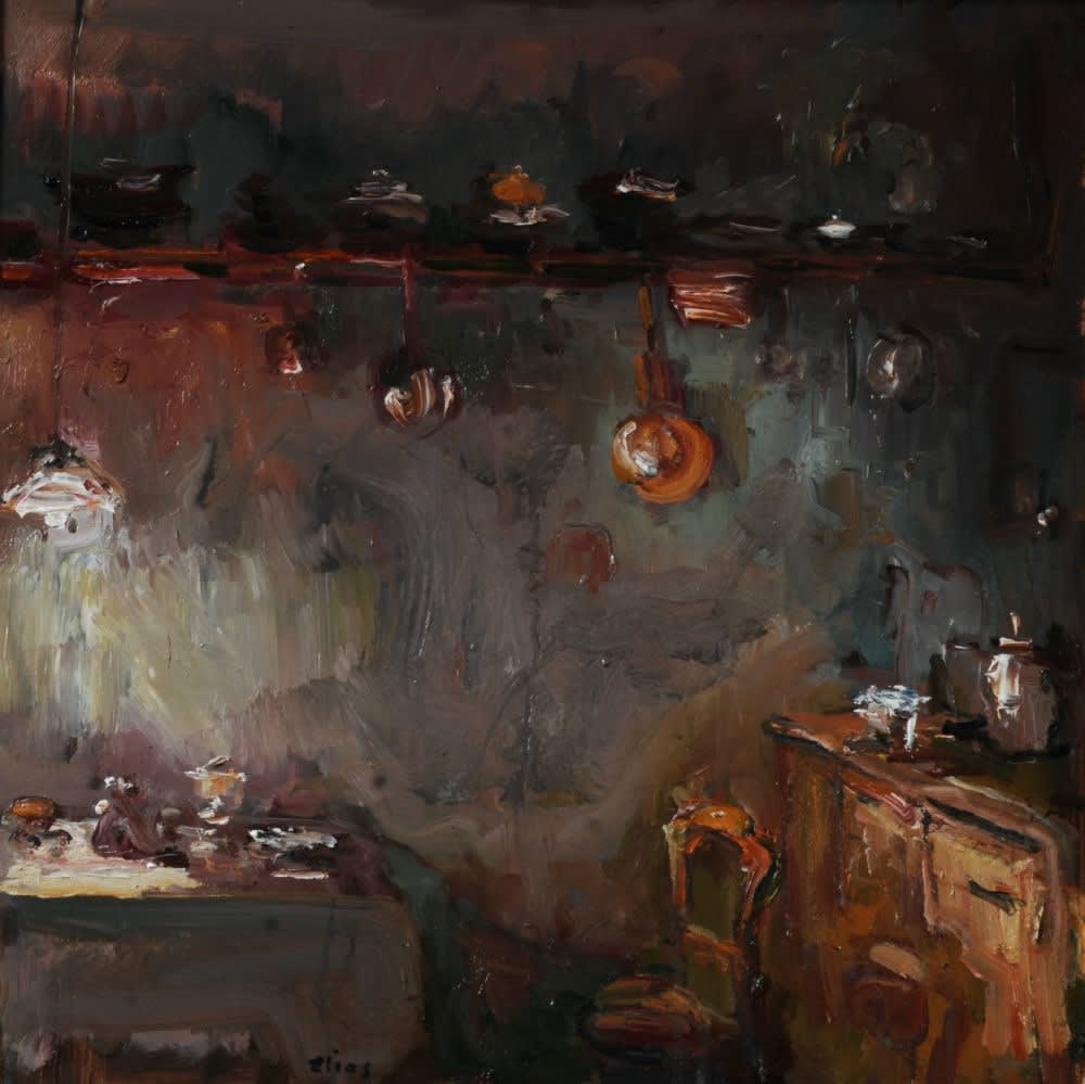 Licht op tafel - 2019 - Olieverf op paneel - 50 x 50 cm