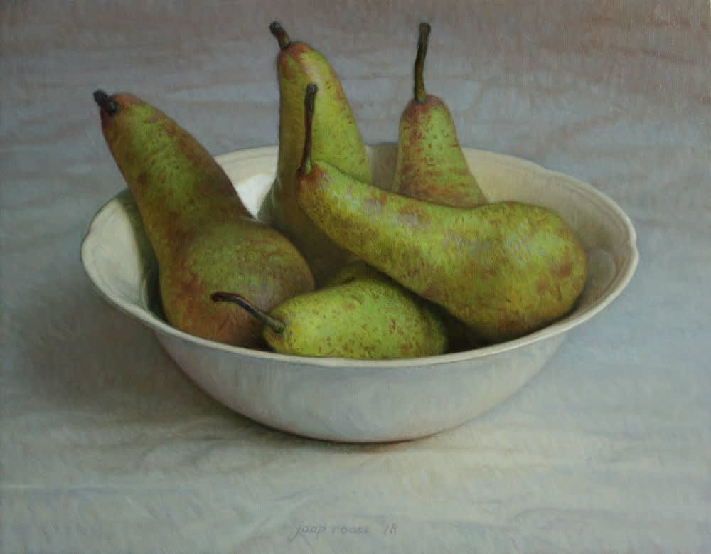 Jaap Roose - Schaal met conference - 2018 - Olieverf op masoniet - 25 x 32 cm