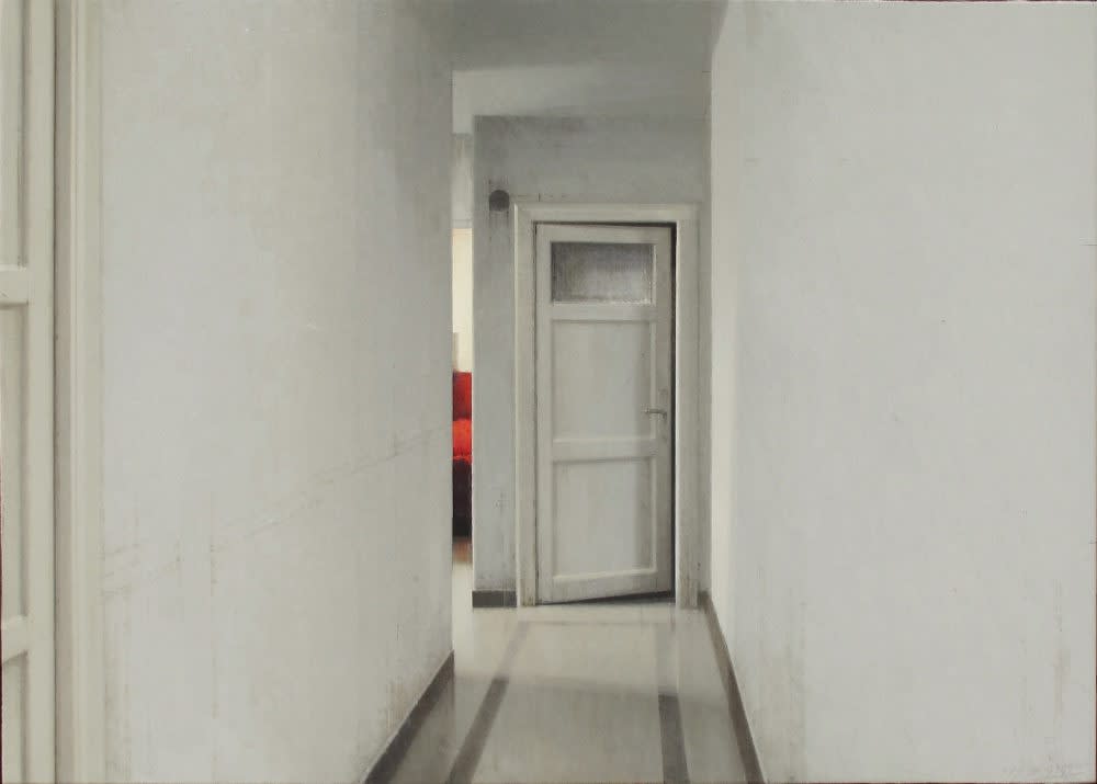 Carlos Morago - Sillon rojo - 2018 - olieverf op paneel - 50 x 70 cm