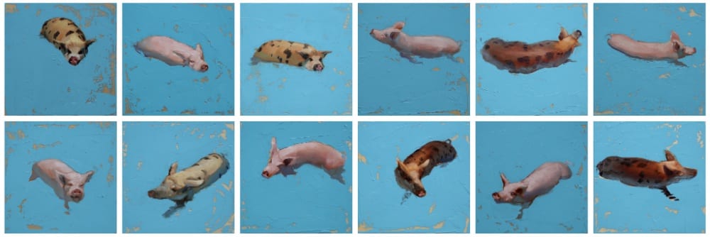 Nicolas Sanchez - Play Swiggy - 2018 - olieverf op paneel - 15 x 15 cm (per stuk)