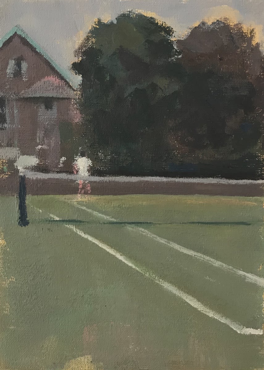 Seeger Baas - Tennisbaan - 2018 - acryl op canvas - 18 x 13 cm