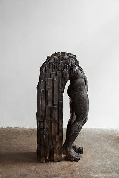 Laura Eckert - Preaching to the converted - 2017 - eikenparket, kersenhout - 161 x 62 x 75 cm