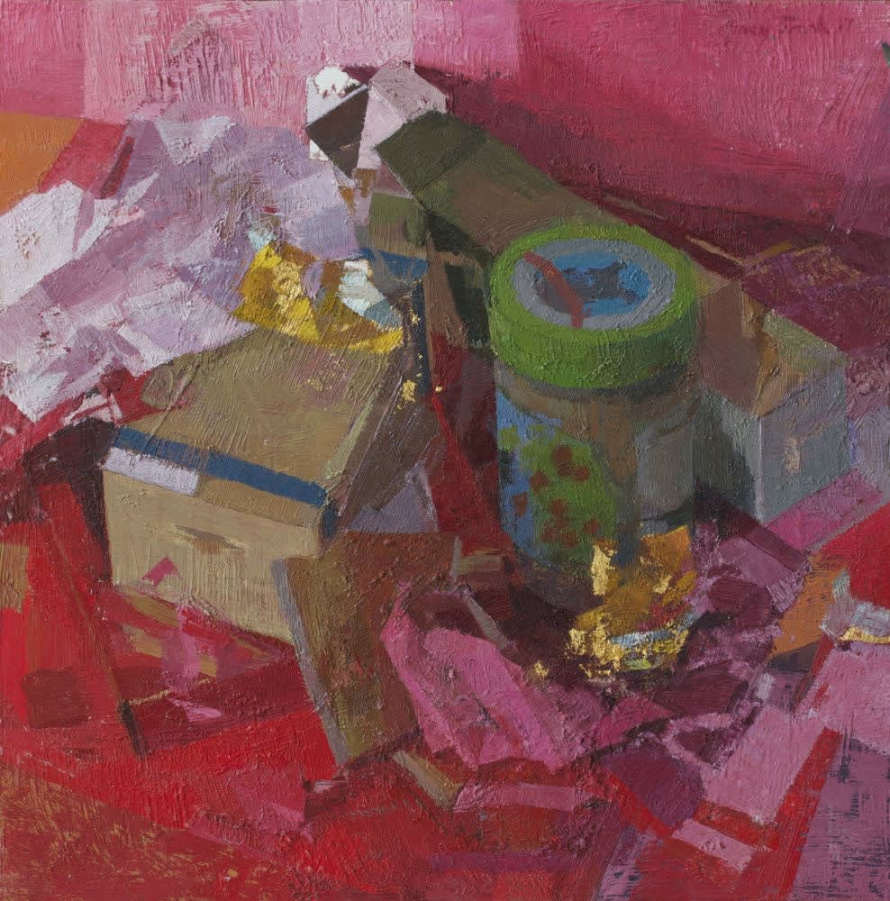 Zoey Frank - Red Still Life - 2017 - olieverf op paneel - 30 x 30 cm
