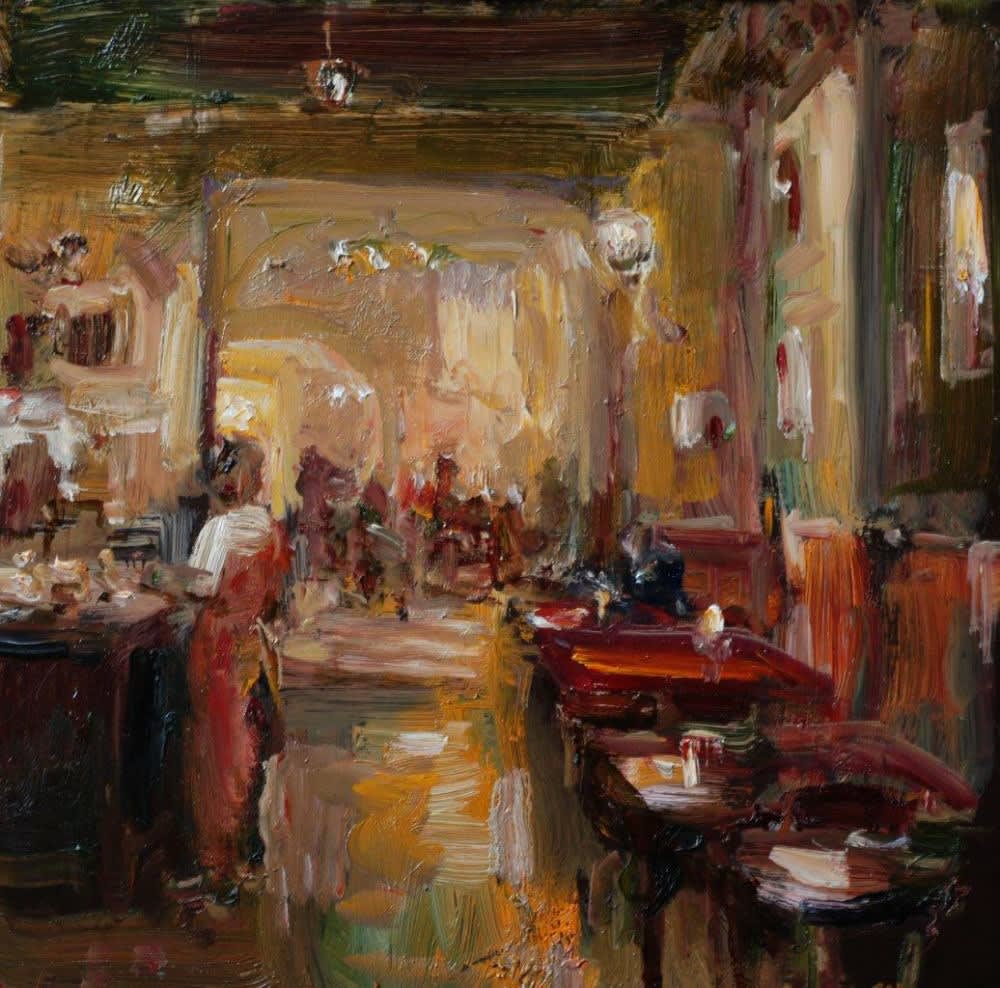 Douwe Elias - Bistro Parijs - 2017 - olieverf op doek - 40 x 40 cm