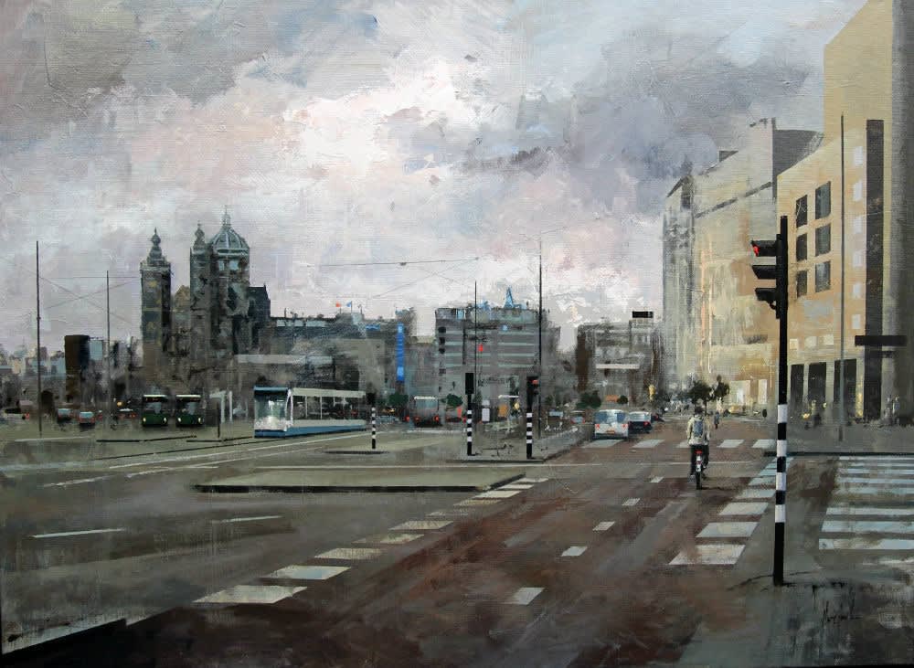 Urréjola - El Paseo - 2016 - olieverf op doek - 73 × 100 cm