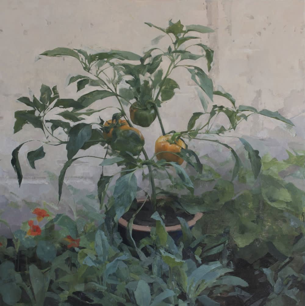 Zoey Frank - Peppers - 2016 - olieverf op paneel - 90 x 90 cm