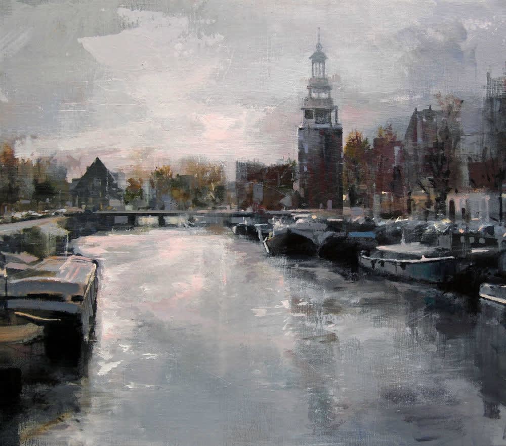 Urréjola - Amsterdam Canal - 2016 - olieverf op doek - 65 x 73 cm