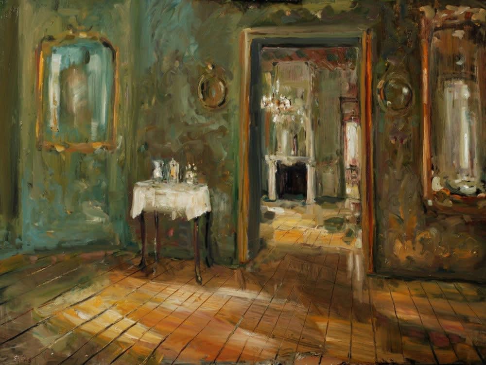 Douwe Elias - Frans interieur - 2016 - olieverf op paneel - 100 × 125 cm