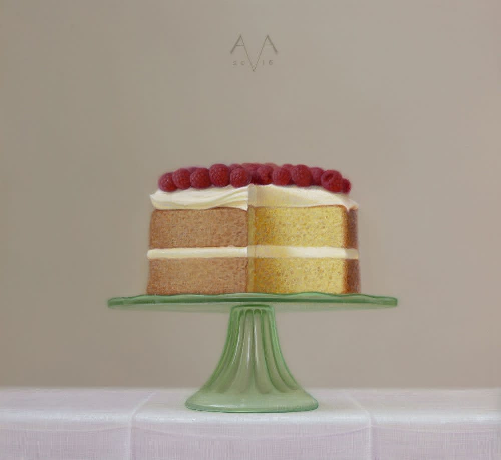 Arnout van Albada - Frambozentaartje - 2016 - eitempera en olieverf op paneel - 34 x 37 cm