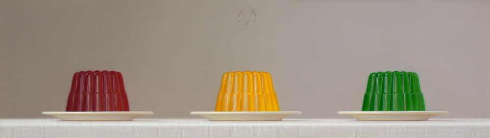 Arnout van Albada - Jell-O Cherry Mango Lime - 2016 - eitempera en olieverf op paneel - 25,5 x 91 cm