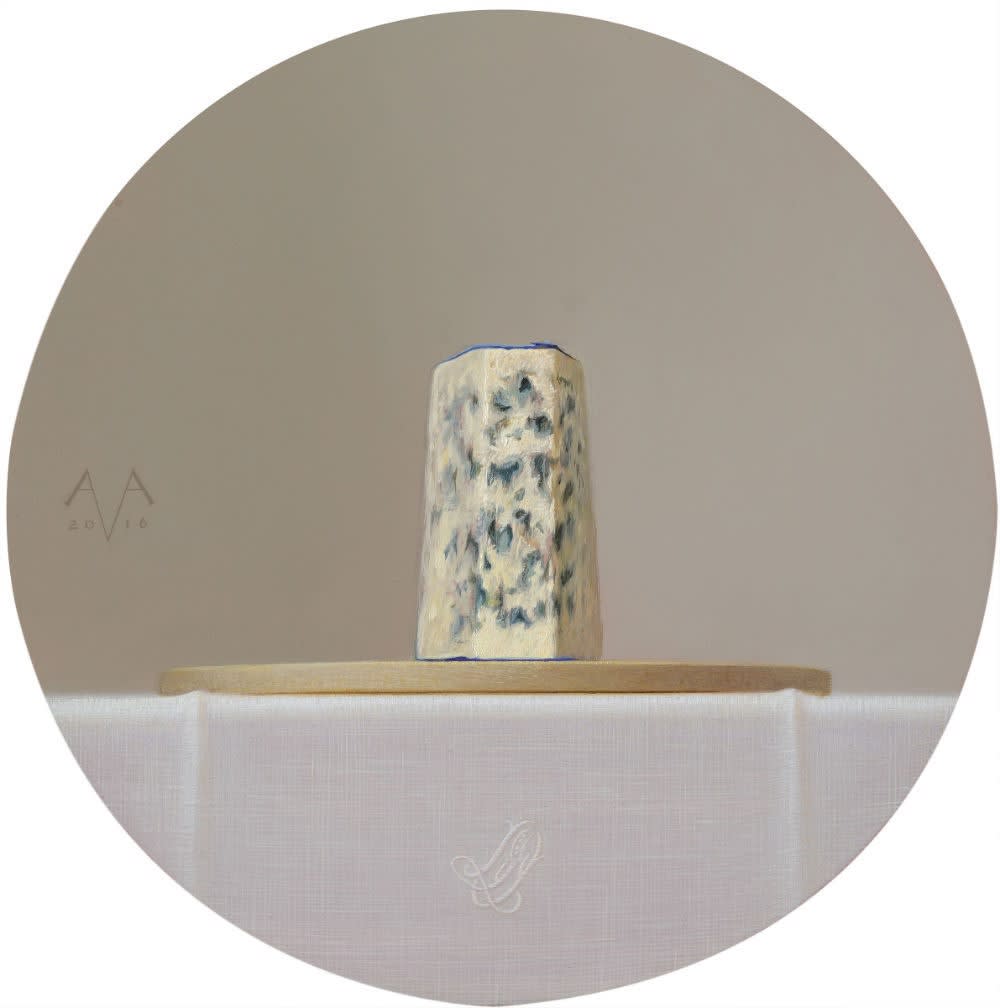 Arnout van Albada - Roquefort Papillon - 2016 - eitempera en olieverf op paneel - diameter 33,5 cm