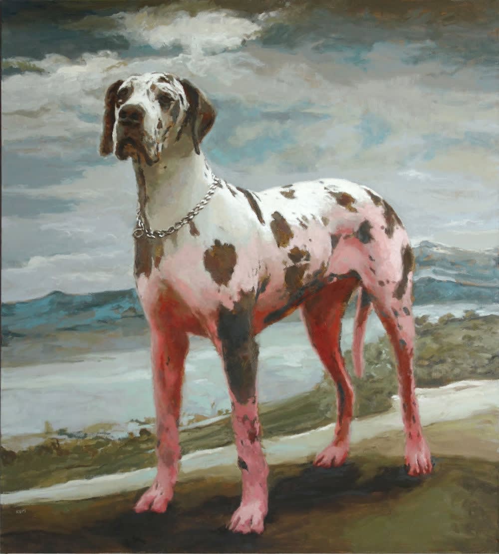 Rafel Bestard - Half pink giant dog - 2015 - olieverf op doek - 180 x 160 cm