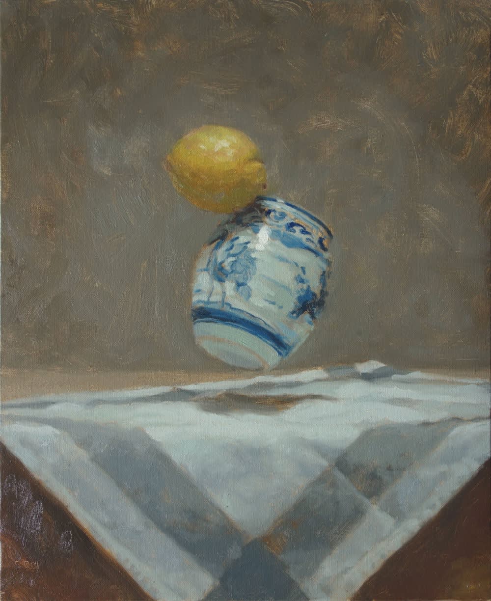 Rafel Bestard - Lemon and pot falling - 2015 - olieverf op doek - 61 x 50 cm