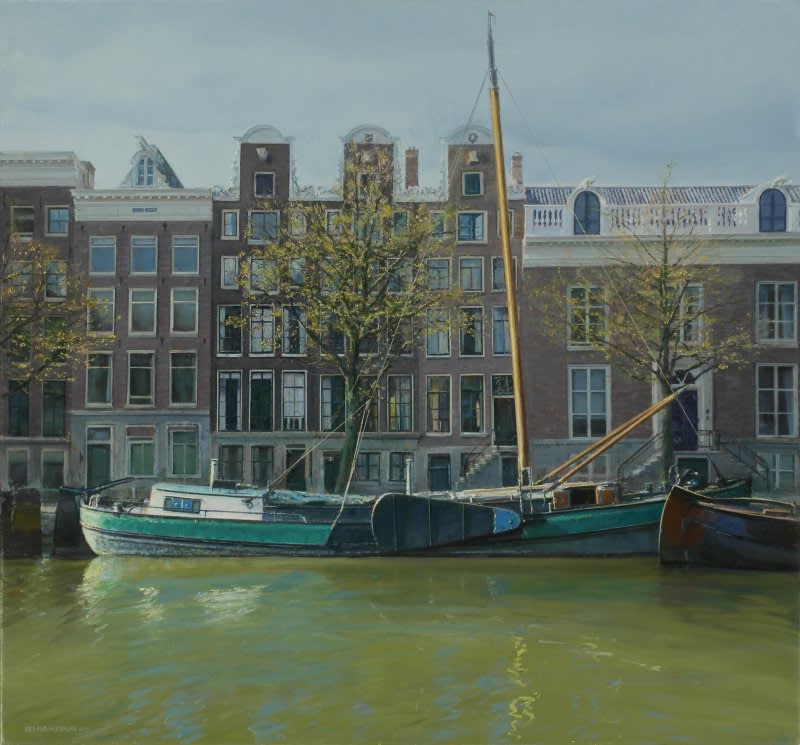 Gerard Huysman - Boot in gracht - 2015 - Olieverf op paneel - 70 x 75 cm