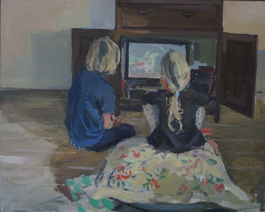 Robert Vorstman - Voor de tv - 2016 - olieverf op paneel - 40 x 50 cm