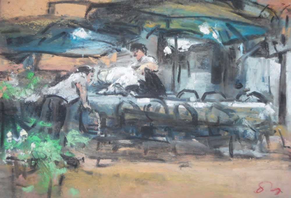 Onno Boerwinkel - Due cameriere of 'Dekken' - 2015 - pastel op papier - 15 x 19 cm