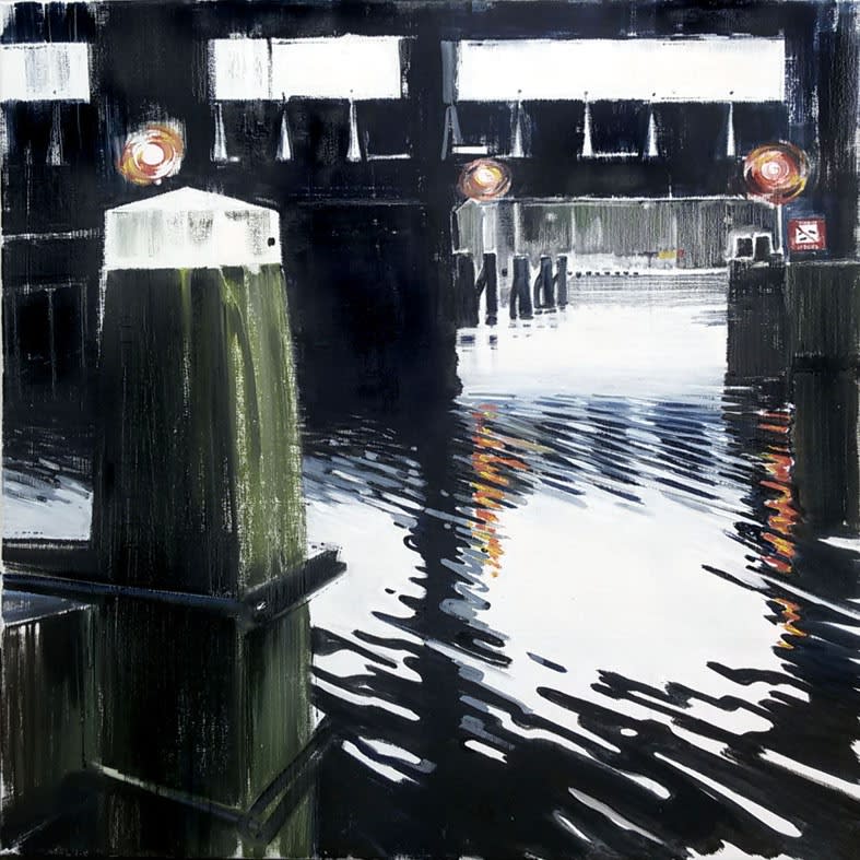 Pauline van Buringen - Omvalbrug in januari - 2016 - Olie op doek - 70 x 70 cm
