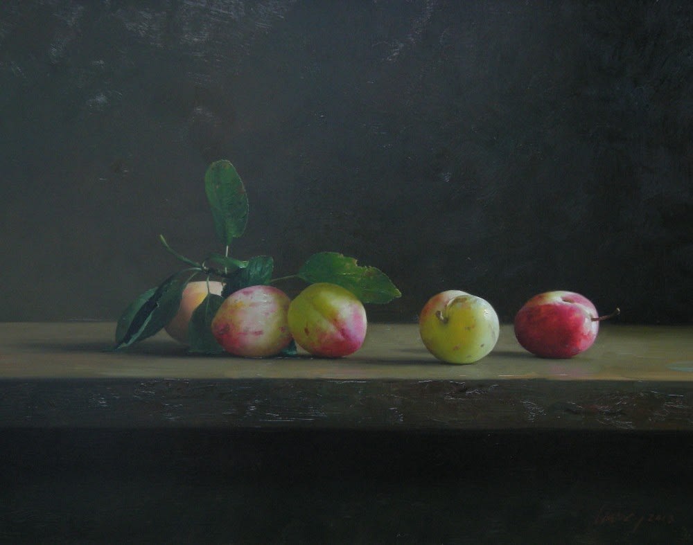 Qiangli Liang - Pruimen - 2013 - olieverf op paneel - 35 x 50 cm