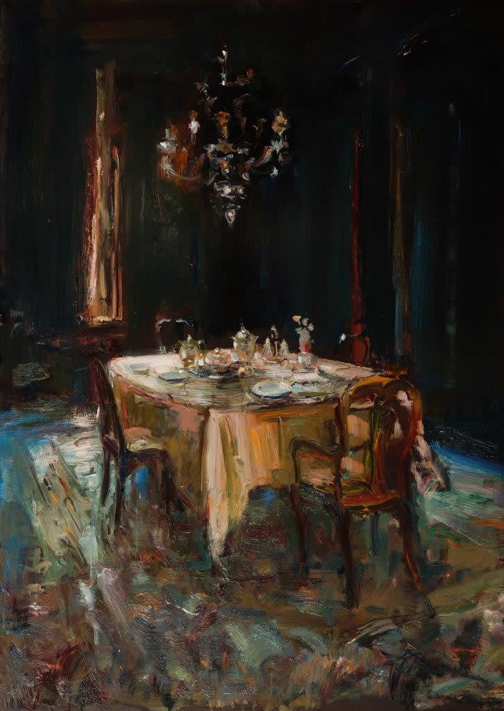 Douwe Elias - Gedekte tafel - 2015 - olieverf op paneel - 125 x 90 cm