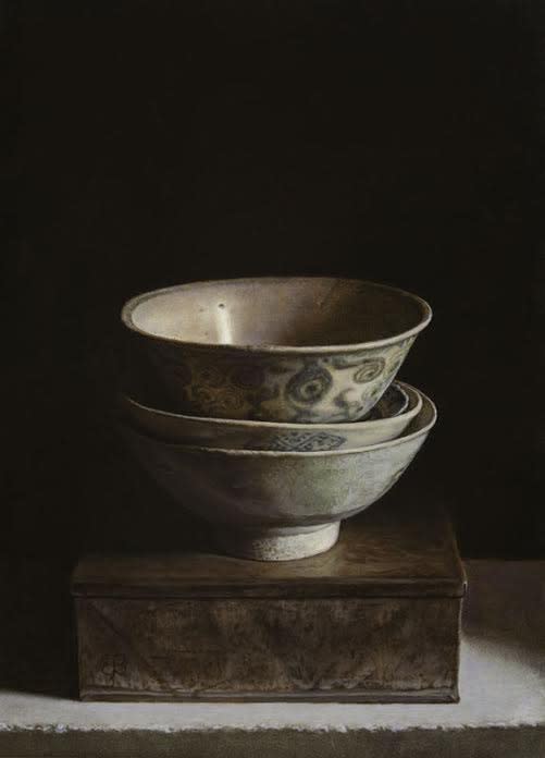 Erkin - Stilleven met Ming kommen - 2014 - olieverf op paneel - 32 x 23 cm
