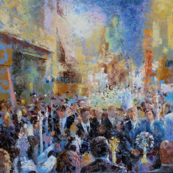 Peter Hartwig - Processie Málaga - 2015 - olieverf op linnen - 100 x 100 cm