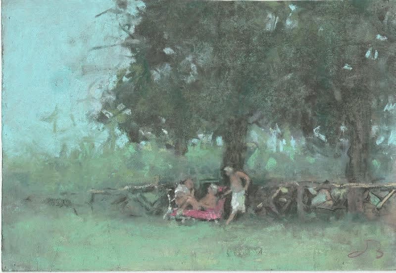 Onno Boerwinkel - Conversazione al lago - 2012 - pastel en gemengde techniek - 33 x 53 cm