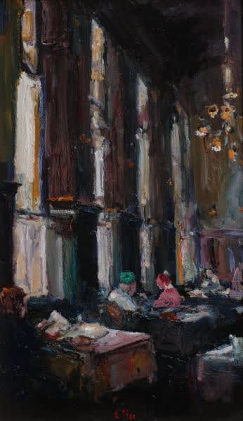 Douwe Elias - Stationsrestauratie - 2015 - olieverf op paneel - 25x42 cm