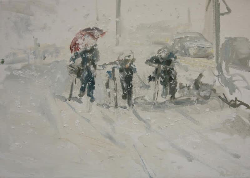 Robert Vorstman - Sneeuwbui - 2014 - olieverf op doek - 24 x 30 cm