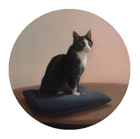 Arnout van Albada - Oude poes - 2007 - olieverf op paneel - diameter 42 cm